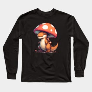 Cute Mushroom Hat Dinosaur Tyrannosaurus Rex Long Sleeve T-Shirt